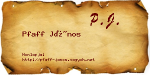 Pfaff János névjegykártya