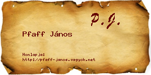 Pfaff János névjegykártya